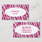 Weiße ovale Visitenkarte des Glitzzebra-Rosas (Vorne/Hinten)