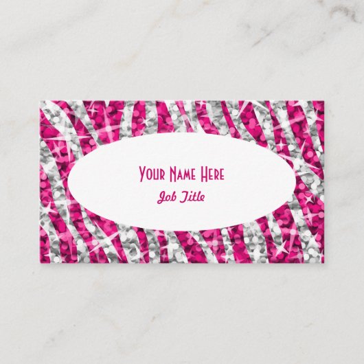 Weiße ovale Visitenkarte des Glitzzebra-Rosas (Vorderseite)