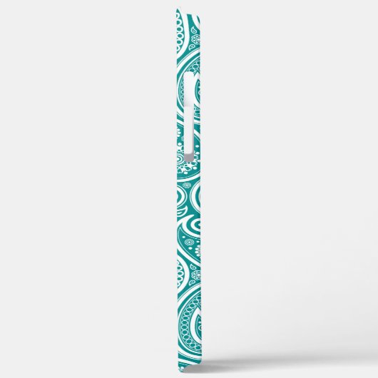 Weiße Paisley-Muster auf türkisblauem Hintergrund Case-Mate iPhone Hülle (Rückseite / Links)