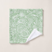 Weiße Paisley-Muster auf weißem Hintergrund Badhandtuch Set (Waschlappen)