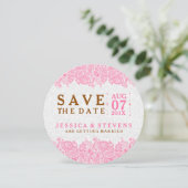Weiße Paisley und rosa Spitzen Save the Date (Stehend Vorderseite)