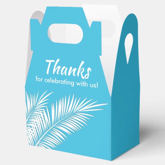 Weiße Palmen auf Blue Gable Gastgeschenk Boxen Geschenkschachtel (Geöffnet)