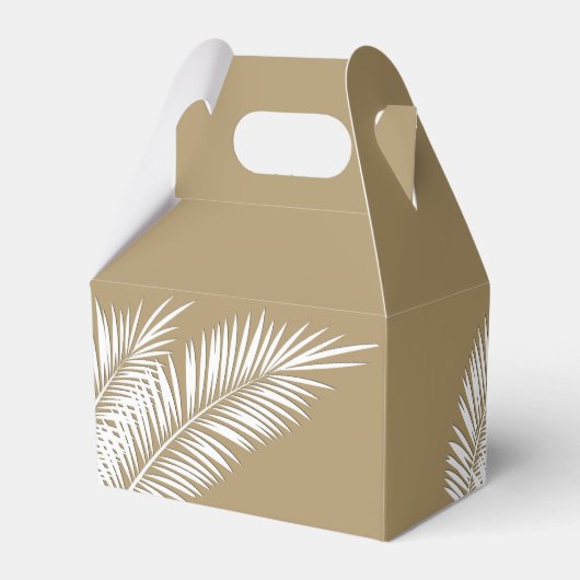 Weiße Palmen auf den Gastgeschenk-Boxen für Gold G Geschenkschachtel (Rückseite)