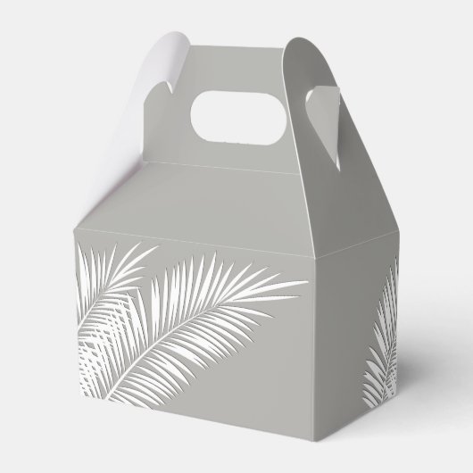Weiße Palmen auf Silver Gable Gastgeschenk Boxen Geschenkschachtel (Rückseite)
