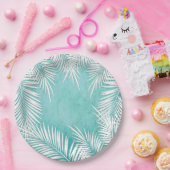 Weiße Palmen auf tropischen türkisfarbenen Tellern Pappteller (Party)