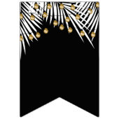 Weiße Palmen goldene Lichter auf schwarzen Glückwü Wimpelkette (Erste Fahne)