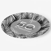 Weiße Palmen in schwarztropischer Farbe Pappteller (Schrägansicht)