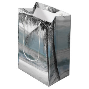 Weiße Palmen-Kokosnusbaum-Strand Elegante Hochzeit Mittlere Geschenktüte