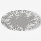 Weiße Palmen zu Tellern des tropischen Silberthema Pappteller (Schrägansicht)