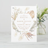 Weiße Pampas getrocknete Grasblüten Tropischer Dsc Einladung (Stehend Vorderseite)