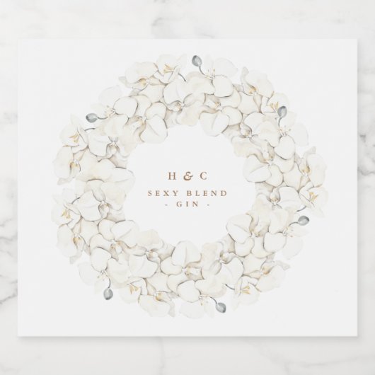 Weiße Pampasgras tropische Blumenzwiebeln Alkoholflaschenetikett (Einzelnes Label)