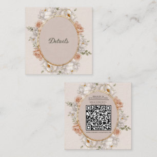 Weiße Päonie & Blush-Rosen-Blumenhochzeit Quadratische Visitenkarte