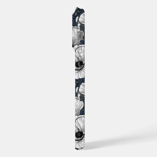 Weiße Pappchen auf der Marine iPhone Hülle (Linke Seite)