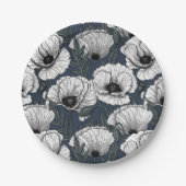 Weiße Pappchen auf der Marine Pappteller (Vorderseite)