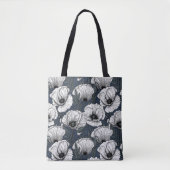 Weiße Pappchen auf der Marine Tasche (Vorderseite)