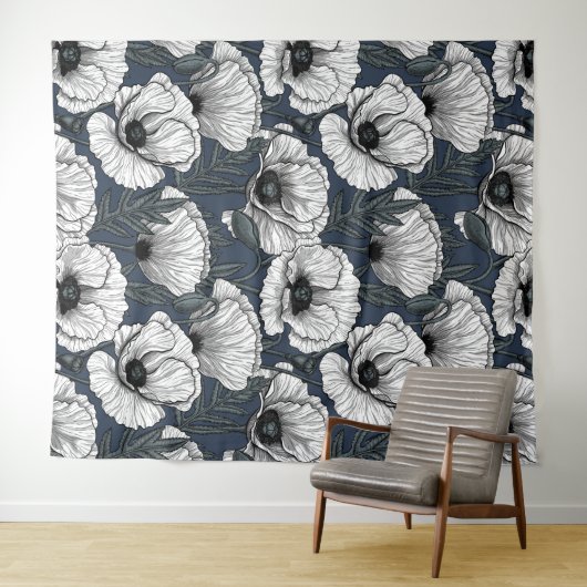 Weiße Pappchen auf der Marine Wandteppich (Beispiel (Horizontal))