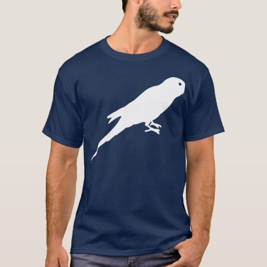 Weiße Parakeet-Vogel-Silhouette T-Shirt (Vorderseite)