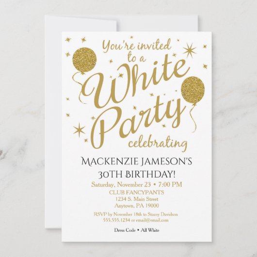 Weiße Party Einladung Das ganze weiße Party lädt e (Vorderseite)