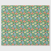Weiße Pastel Ditsy Floral Meadow Muster Geschenkpapier (Flach)