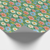 Weiße Pastel Ditsy Floral Meadow Muster Geschenkpapier (Ecke)
