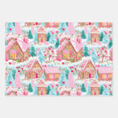 Weiße Pastel Pink Gingerbread Village, Geschenkpapier Set (Vorderseite)