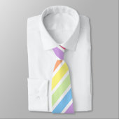 Weiße Pastel Rainbow Diagonal Stripe Neck Tie Krawatte (Gebunden)