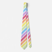 Weiße Pastel Rainbow Diagonal Stripe Neck Tie Krawatte (Vorderseite)