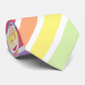Weiße Pastel Rainbow Diagonal Stripe Neck Tie Krawatte (Gerollt)