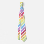 Weiße Pastel Rainbow Diagonal Stripe Neck Tie Krawatte (Rückseite)