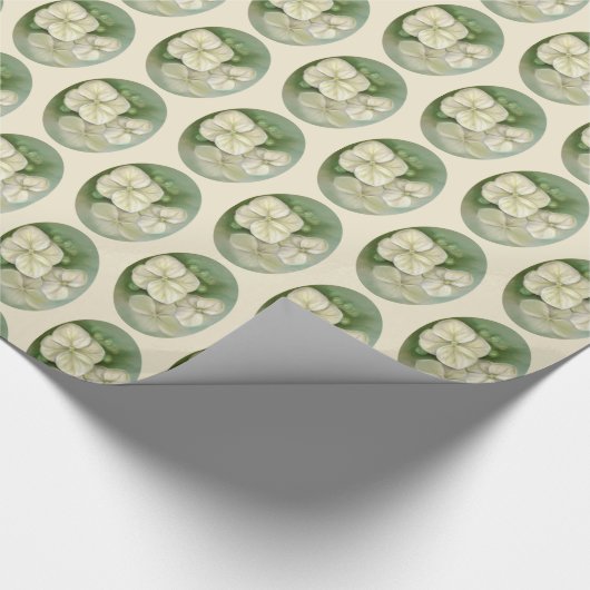Weiße Pastelle Hydrangea Blütencreme Geschenkpapier (Ecke)
