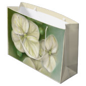Weiße Pastelle Hydrangea Blütencreme Große Geschenktüte (Rückseite Schrägansicht)