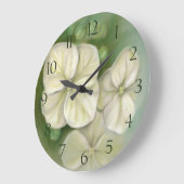 Weiße Pastelle Hydrangea Blütencreme Große Wanduhr (Winkel)