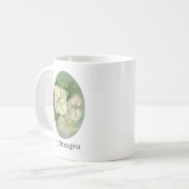 Weiße Pastelle Hydrangea Blütencreme Kaffeetasse (Vorderseite Links)