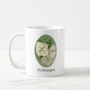 Weiße Pastelle Hydrangea Blütencreme Kaffeetasse