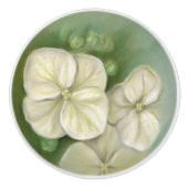 Weiße Pastelle Hydrangea Blütencreme Keramikknauf (Vorderseite)