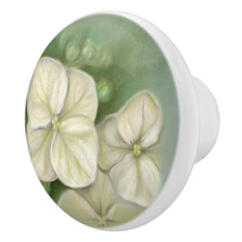 Weiße Pastelle Hydrangea Blütencreme Keramikknauf