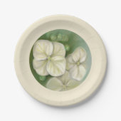 Weiße Pastelle Hydrangea Blütencreme Pappteller (Vorderseite)