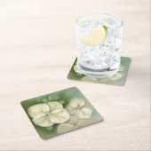 Weiße Pastelle Hydrangea Blütencreme Rechteckiger Pappuntersetzer (Vor Ort)