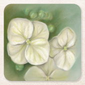 Weiße Pastelle Hydrangea Blütencreme Rechteckiger Pappuntersetzer (Vorderseite)