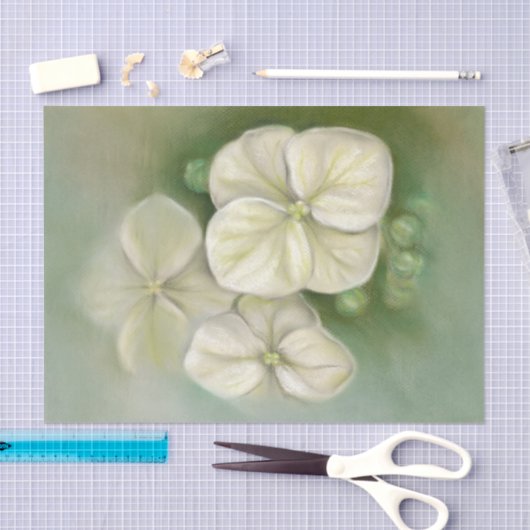 Weiße Pastelle Hydrangea Blütencreme Seidenpapier (Handwerk)