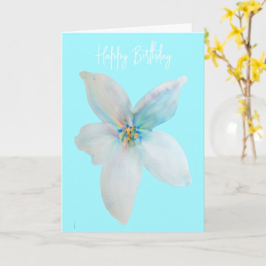 Weiße pastellfarbene Blume Aquarell Karte (Gelbe Blume)