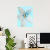 Weiße pastellfarbene Blume Aquarell Poster (Heimbüro)