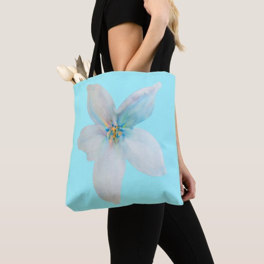 Weiße pastellfarbene Blume Aquarell Tasche (Von Nahem)