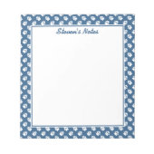 Weiße Pasten auf blau mit benutzerdefiniertem Text Notizblock (Vorderseite)