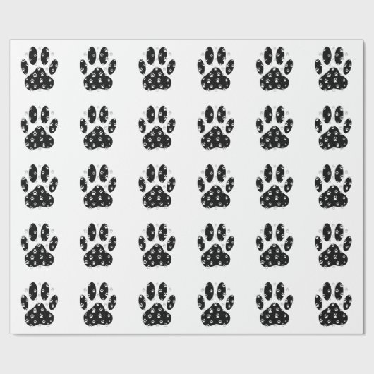 Weiße Pasten auf schwarzem Pfosten Geschenkpapier (Flach)