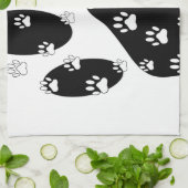 Weiße Pasten auf schwarzem Pfosten Geschirrtuch (Gefaltet)