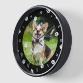 Weiße Paw druckt Schwarz-Rahmen-Hund-Foto Uhr (Winkel)