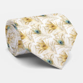 WEISSE PEACOCK-TIERDRUCKKRAWATTE KRAWATTE (Gerollt)