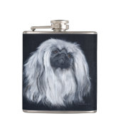 Weiße Pekingese Flachmann (Vorderseite)