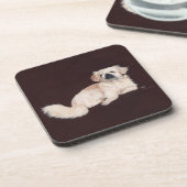Weiße Pekingese Getränkeuntersetzer (Linke Seite)